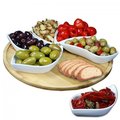 Elama Signature Elama Signature EL-170 Modern 13.5 in. Lazy Susan Appetizer & Condiment Server Set with 6 Unique Design Serving Dishes & A Bamboo Lazy Suzan Serving Tray - 7 Piece EL-170